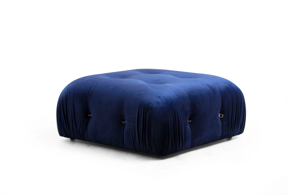 Modular Bank 3-seater with Hocker Bubble Velvet Blue