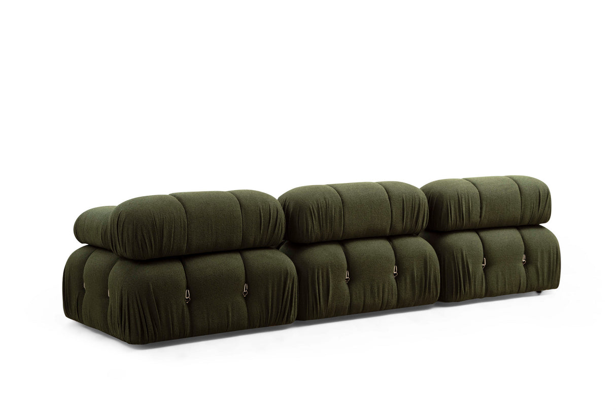 Modular Bank 3-seater with Hocker Bubble Velvet Green