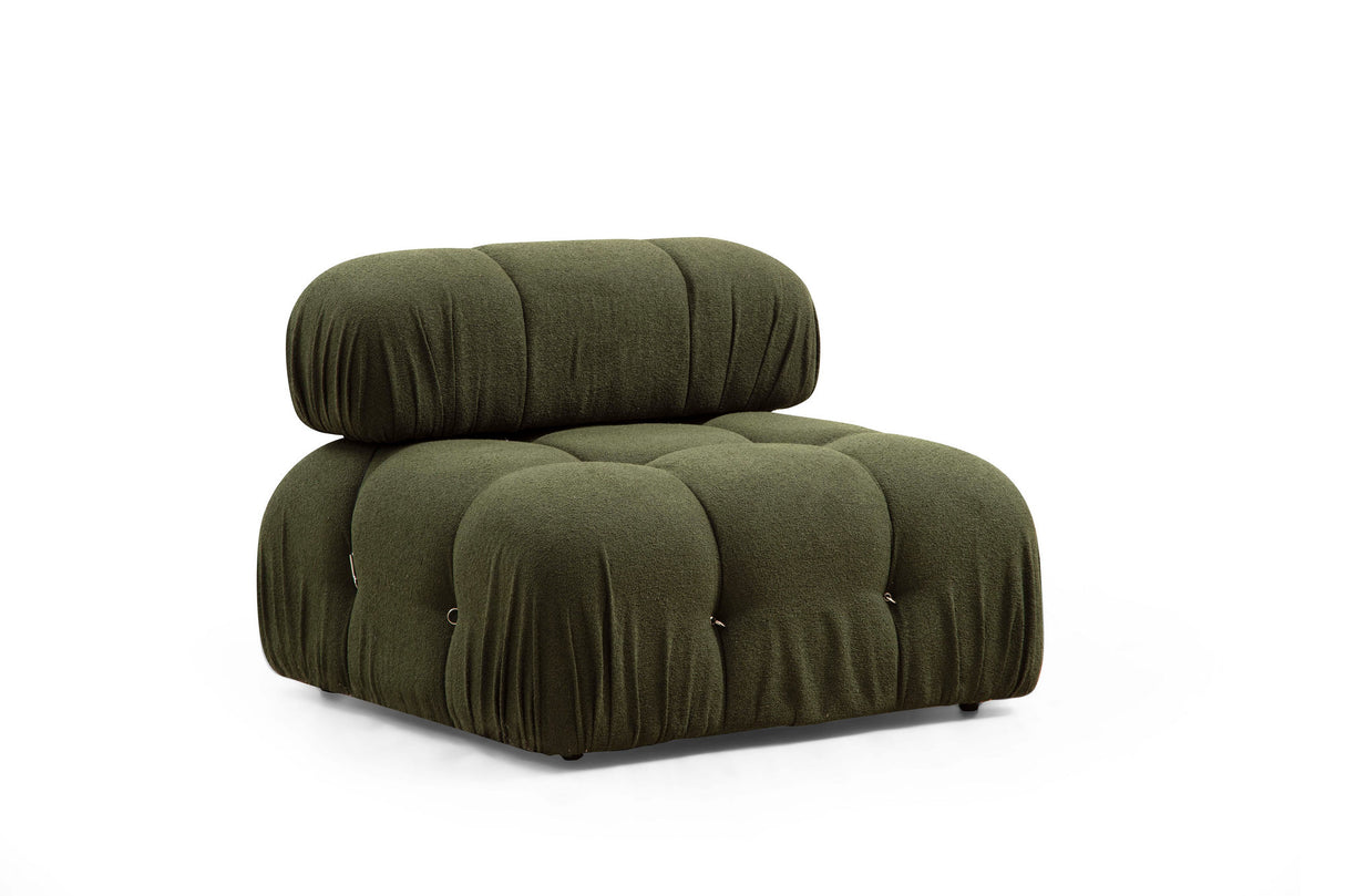 Modular Bank 3-seater with Hocker Bubble Velvet Green