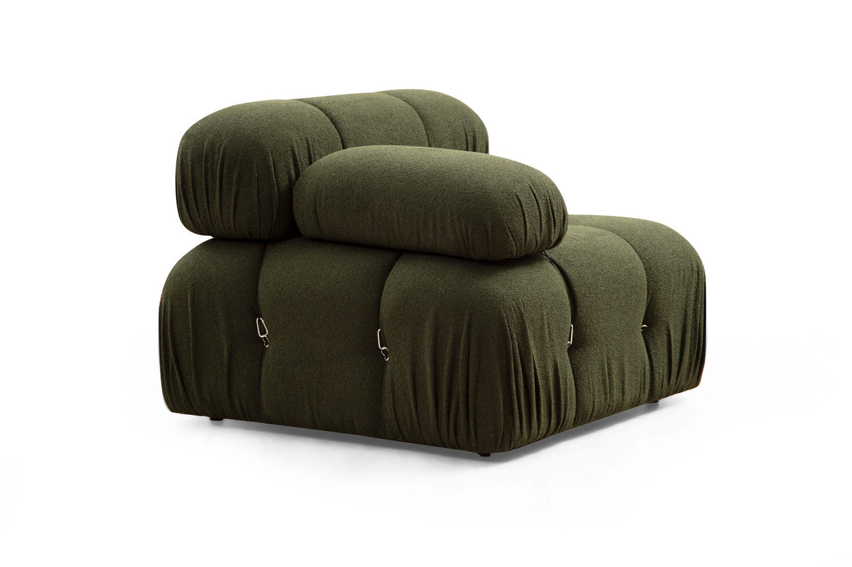 Modular Bank 3-seater with Hocker Bubble Velvet Green