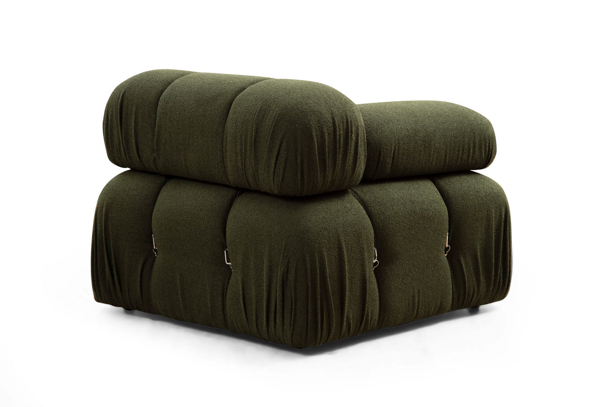 Modular Bank 3-seater with Hocker Bubble Velvet Green