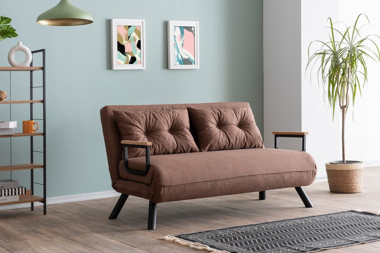 2-seater sofa bed Sando light brown