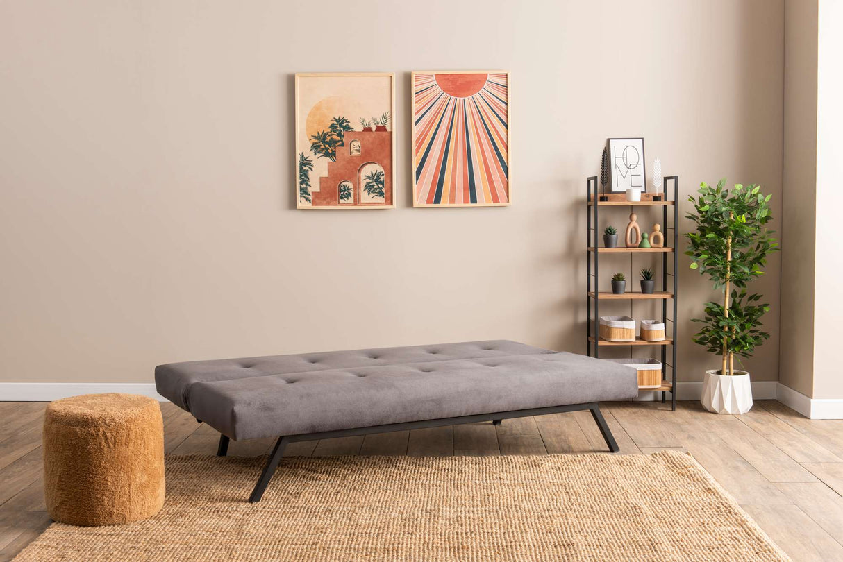 3-Seater Sofa Bed Zoly Gray Fabric - 180 cm - Without Armrests - Quilted 