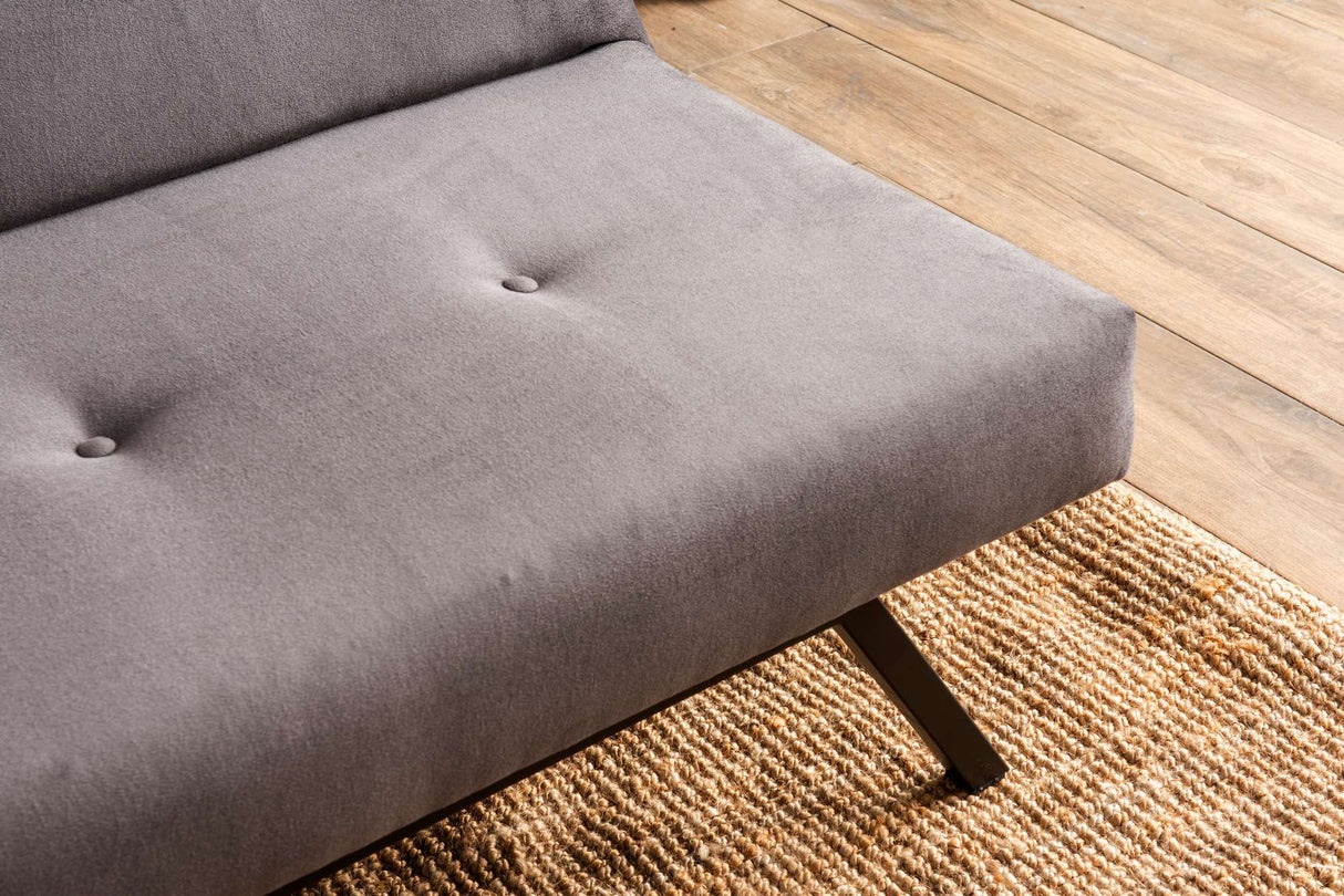 3-Seater Sofa Bed Zoly Gray Fabric - 180 cm - Without Armrests - Quilted 