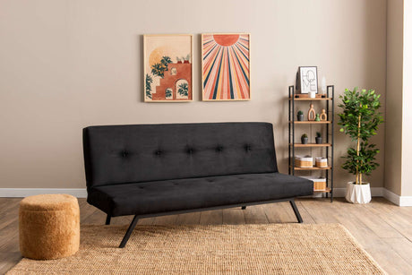 3-Seater Sofa Bed Zoly Black Fabric - 180 cm - Without Armrests - Button-Tufted 