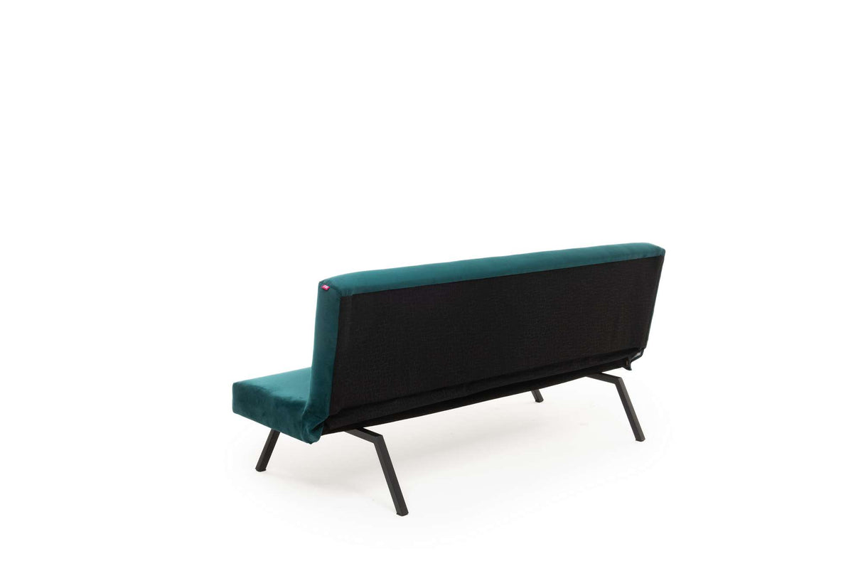 3-Seater Sofa Bed Zoly Petrol Green Fabric - 180 cm - Without Armrests - Button-Tufted 