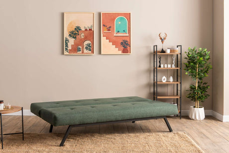 3-Seater Sofa Bed Zoly Green Fabric - 180 cm - Without Armrests - Button-Tufted 