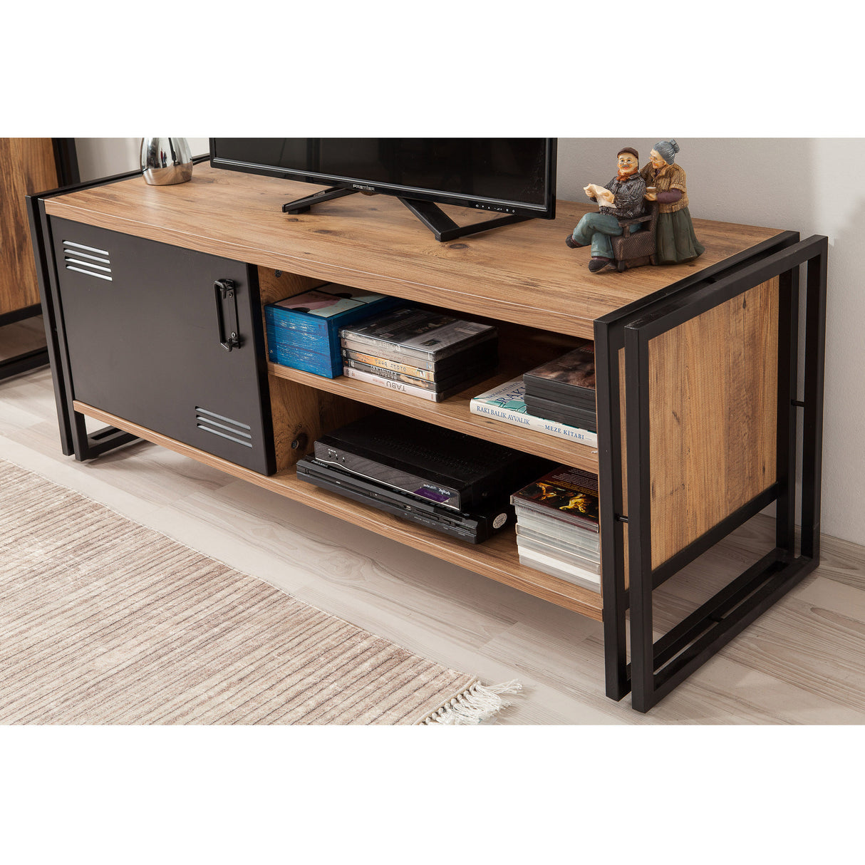 TV Furniture Cosmo Atlantic Pine Black Melamine 130x50x45 cm