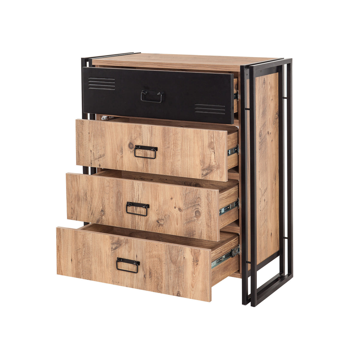 Chest of drawers cosmo Atlantic pine wood black melamine