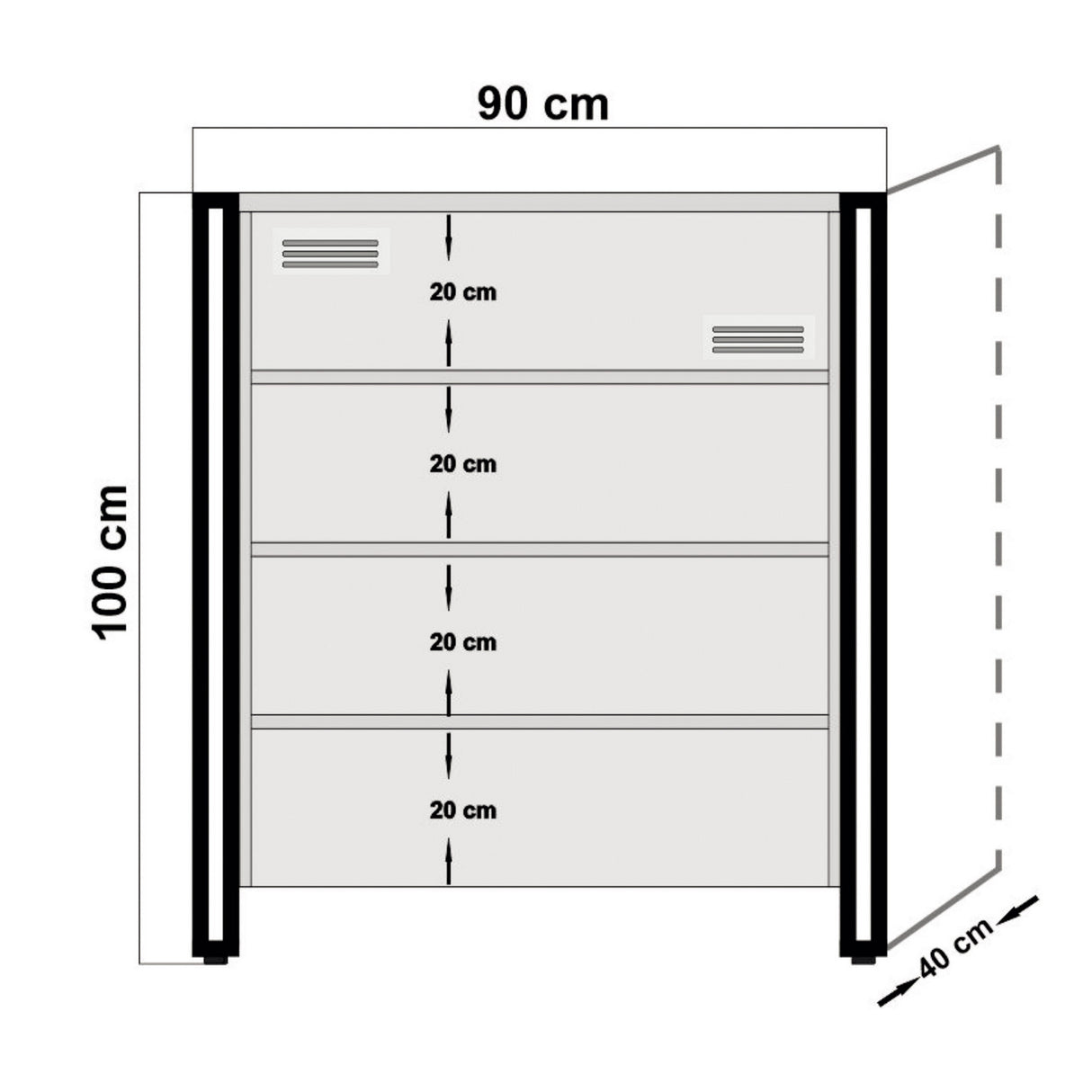 Chest of drawers cosmo Atlantic pine wood black melamine