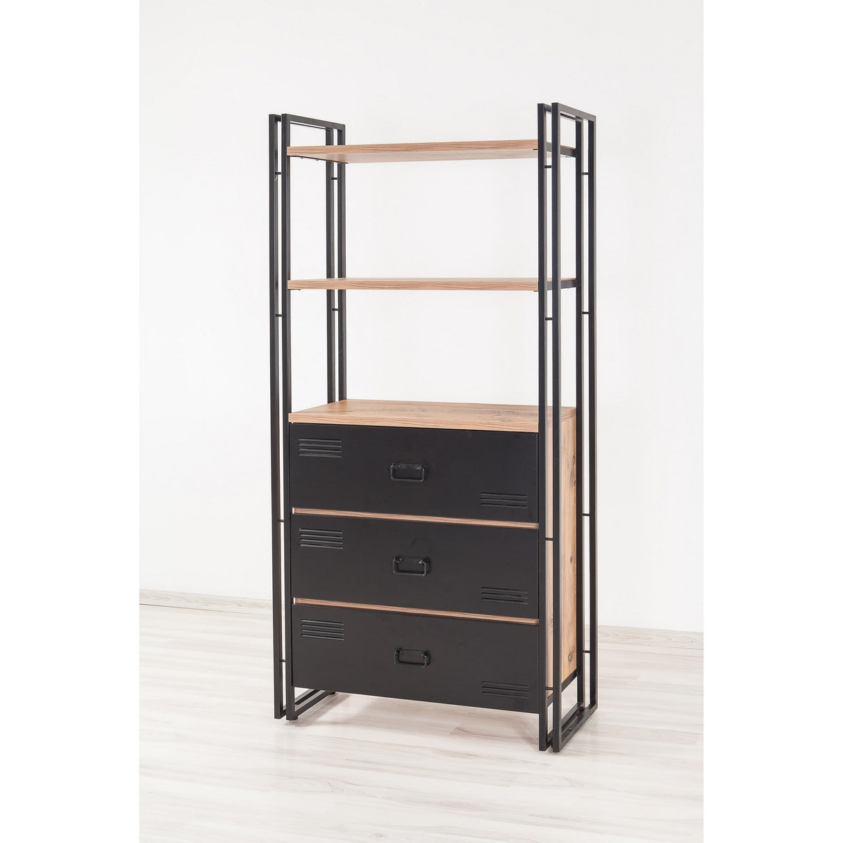 Bookcase Cosmo Atlantic Pine Black Melamine 90x180x35 cm