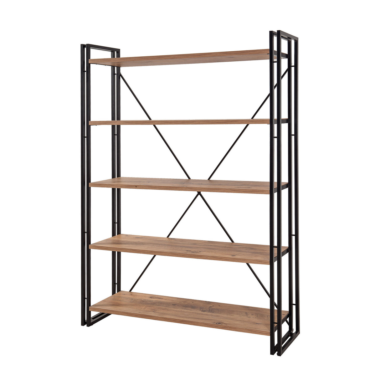 Bookcase Cosmo Atlantic Pine Black Melamine 130x180x35 cm