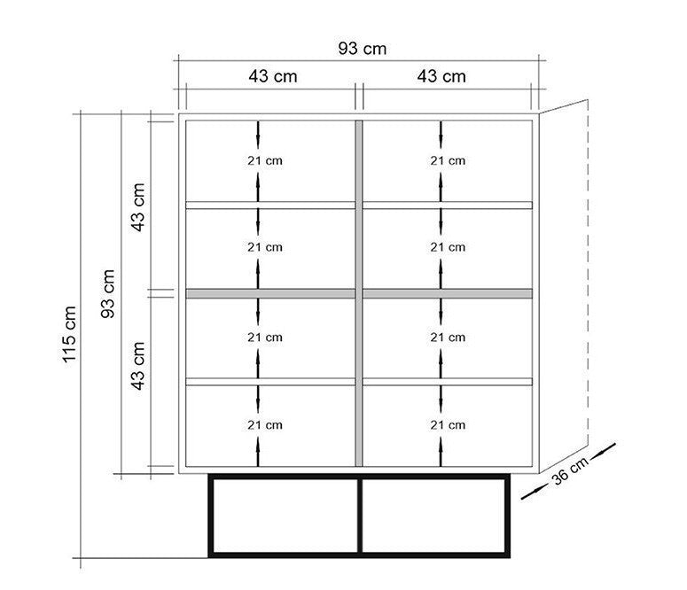 Wall cabinet Quantum Solo Atlantic Pine Black Melamine 93x115x36 cm