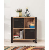 Bookcase Cosmo Atlantic Pine Black Melamine 89x89x35 cm