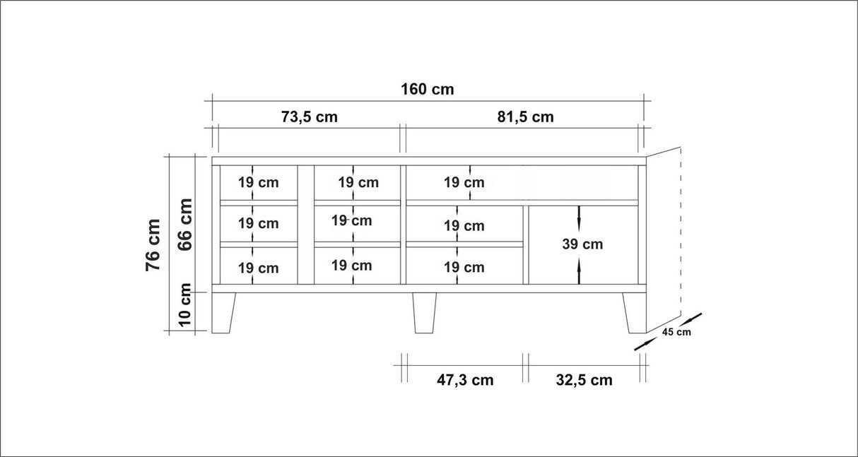 TV furniture Marina Mila Atlantic Pine Melamine 160x76x45 cm