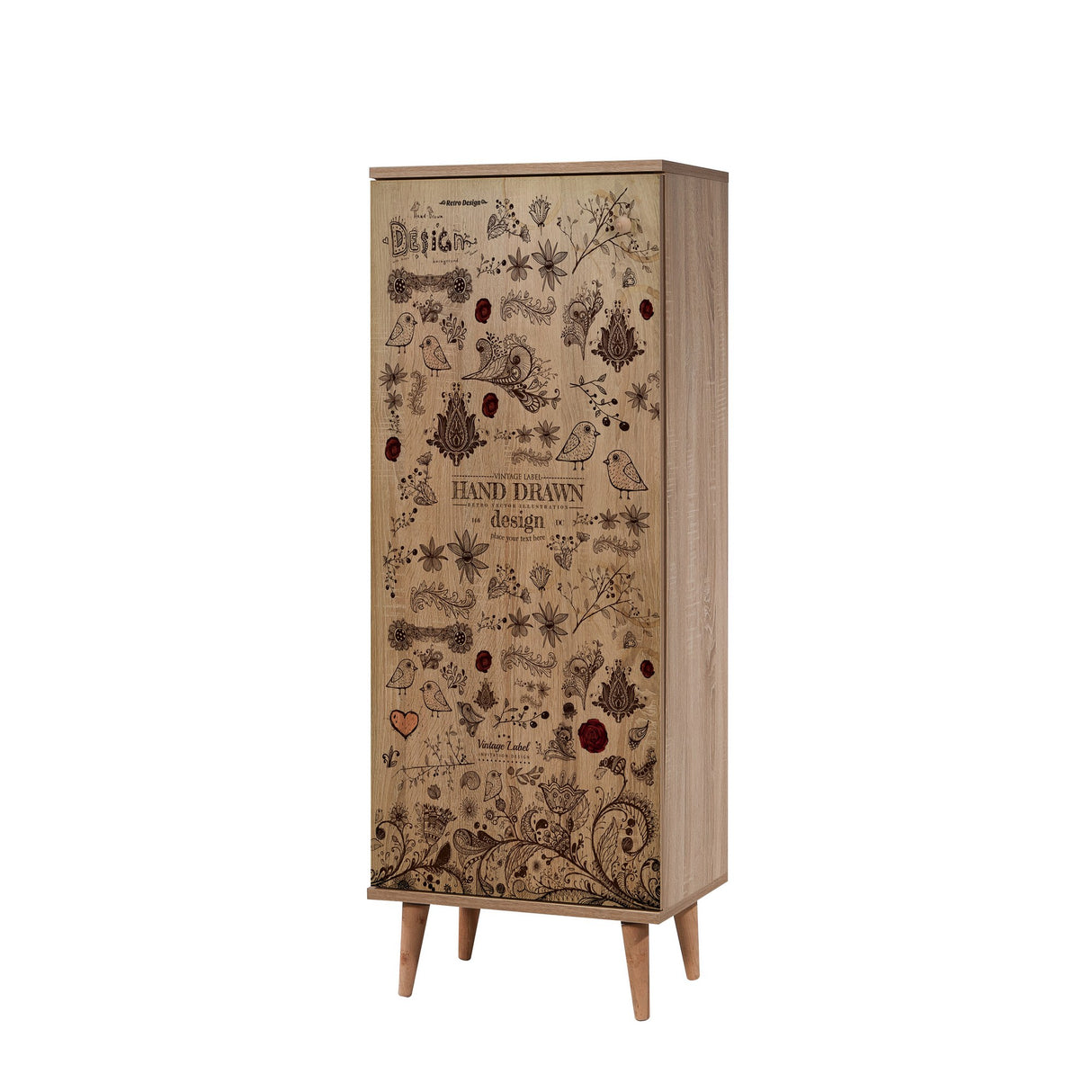 Shoe cabinet Filinta Sonoma Oak drawing Melamine 50x135x38 cm