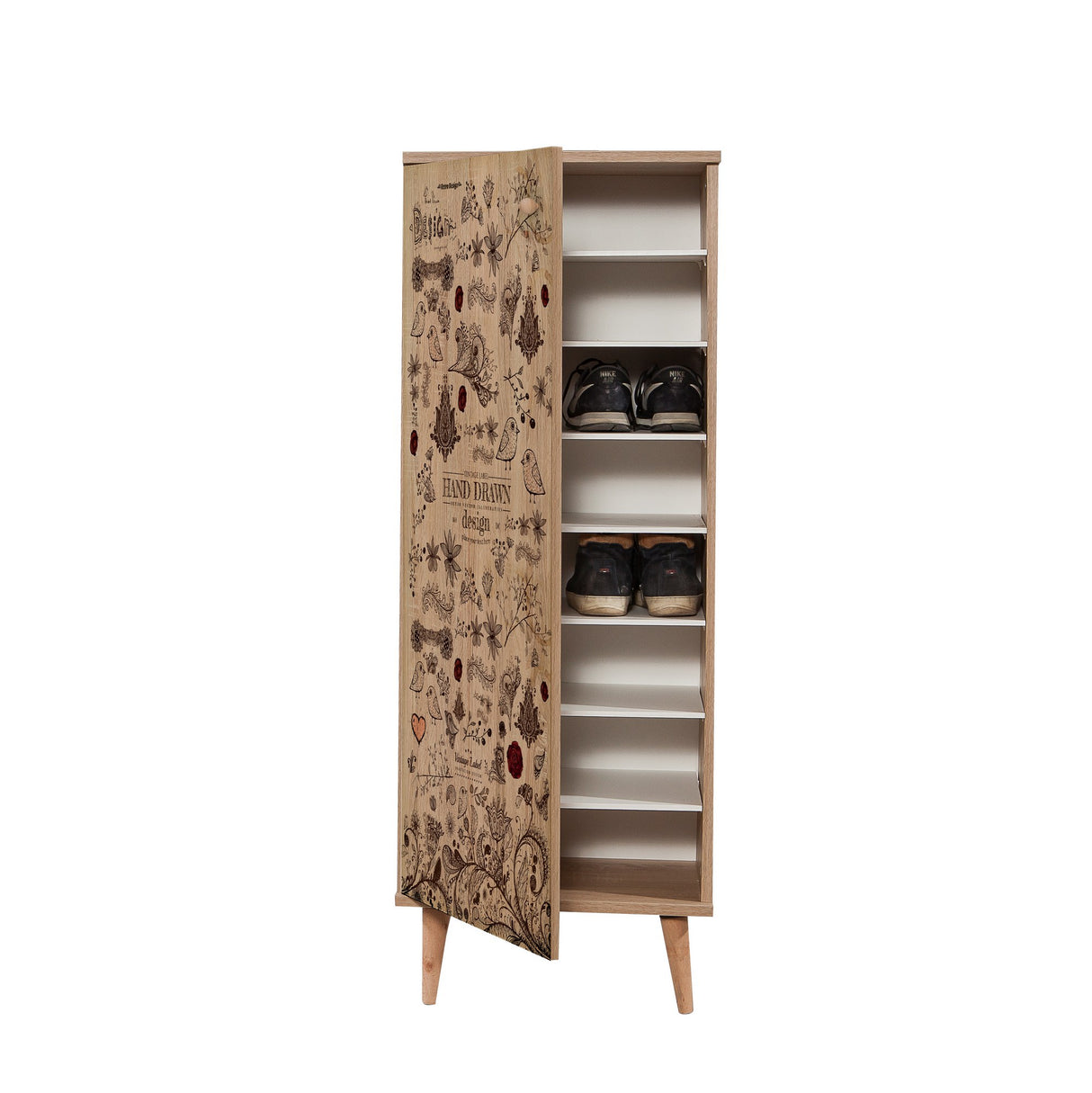 Shoe cabinet Filinta Sonoma Oak drawing Melamine 50x135x38 cm