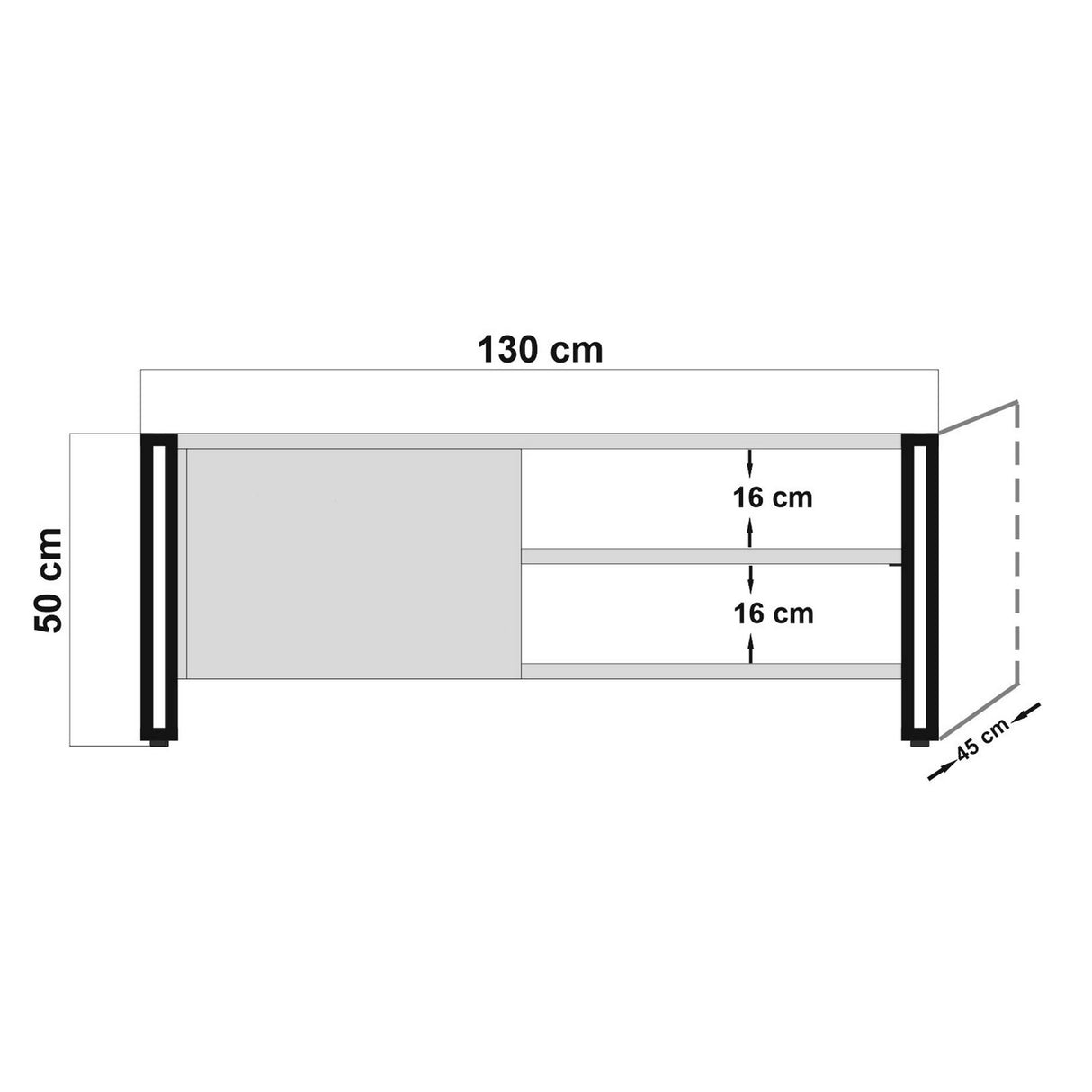 TV Furniture Arcas Atlantic Pine Black Melamine 130x50x45 cm