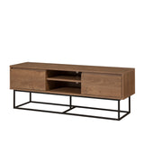 TV Furniture Rodez Walnut Black Melamine 140x50x40 cm