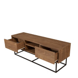 TV Furniture Rodez Walnut Black Melamine 140x50x40 cm