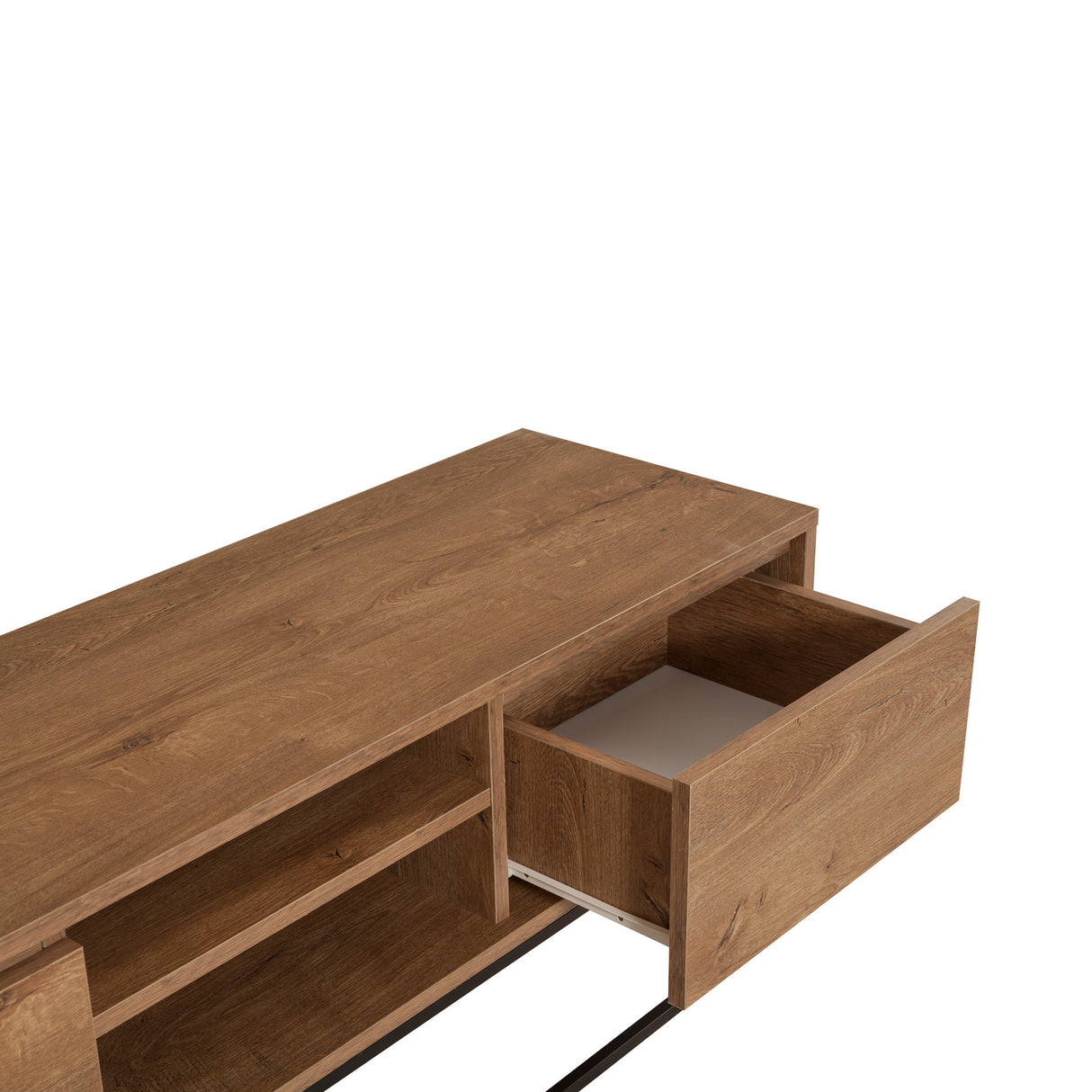 TV Furniture Rodez Walnut Black Melamine 140x50x40 cm