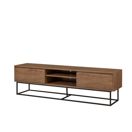 TV Furniture Rodez Walnut Black Melamine 180x50x40 cm