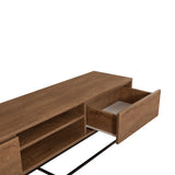 TV Furniture Rodez Walnut Black Melamine 180x50x40 cm