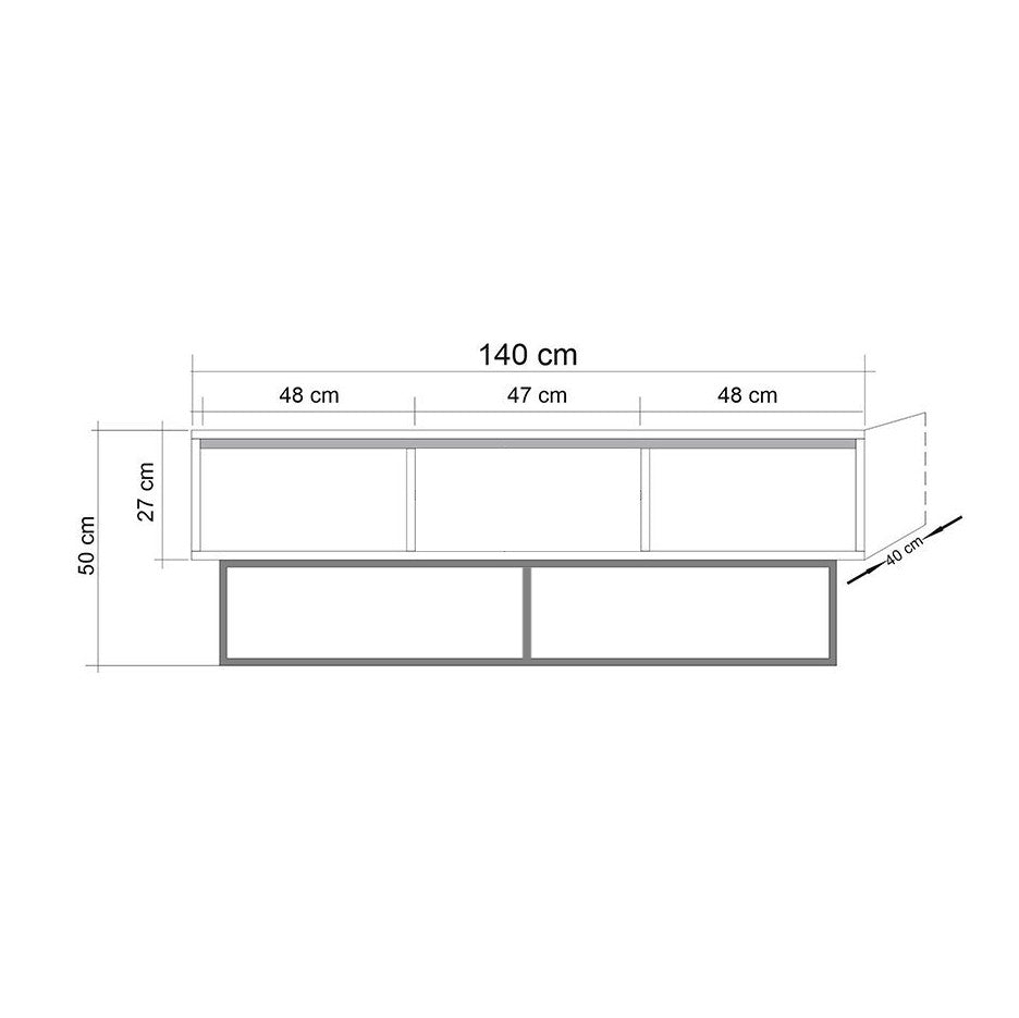 TV Furniture Milo Walnut Black Melamine 140x50x40 cm