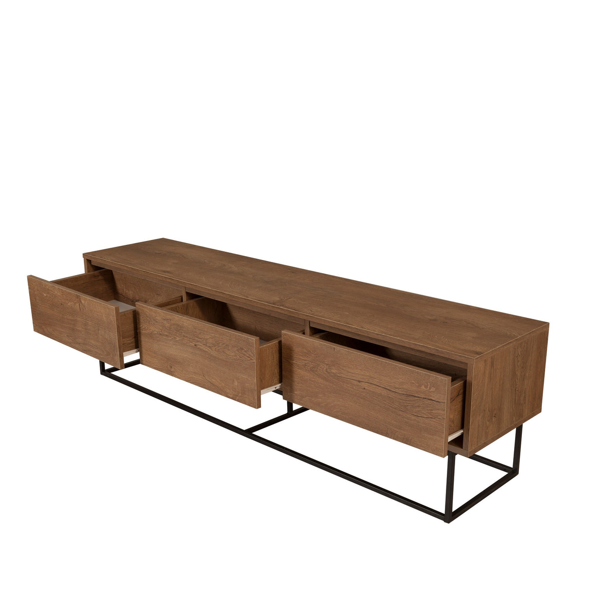 TV Furniture Milo Walnut Black Melamine 180x50x40 cm