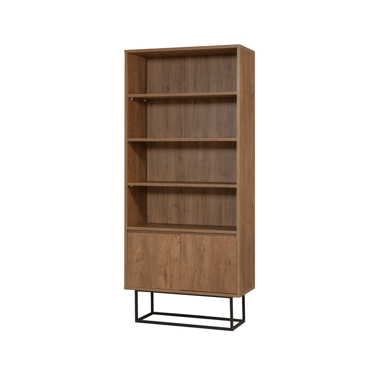 Bookcase Rea Walnut Black Melamine 80x182x36 cm