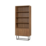 Bookcase Rea Walnut Black Melamine 80x182x36 cm