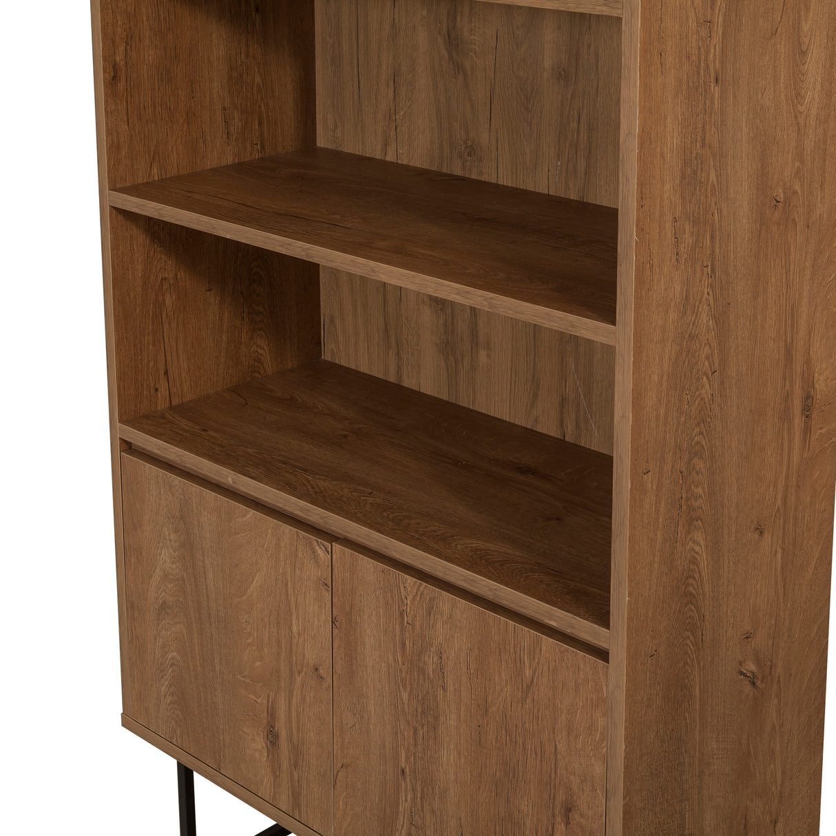 Bookcase Rea Walnut Black Melamine 80x182x36 cm