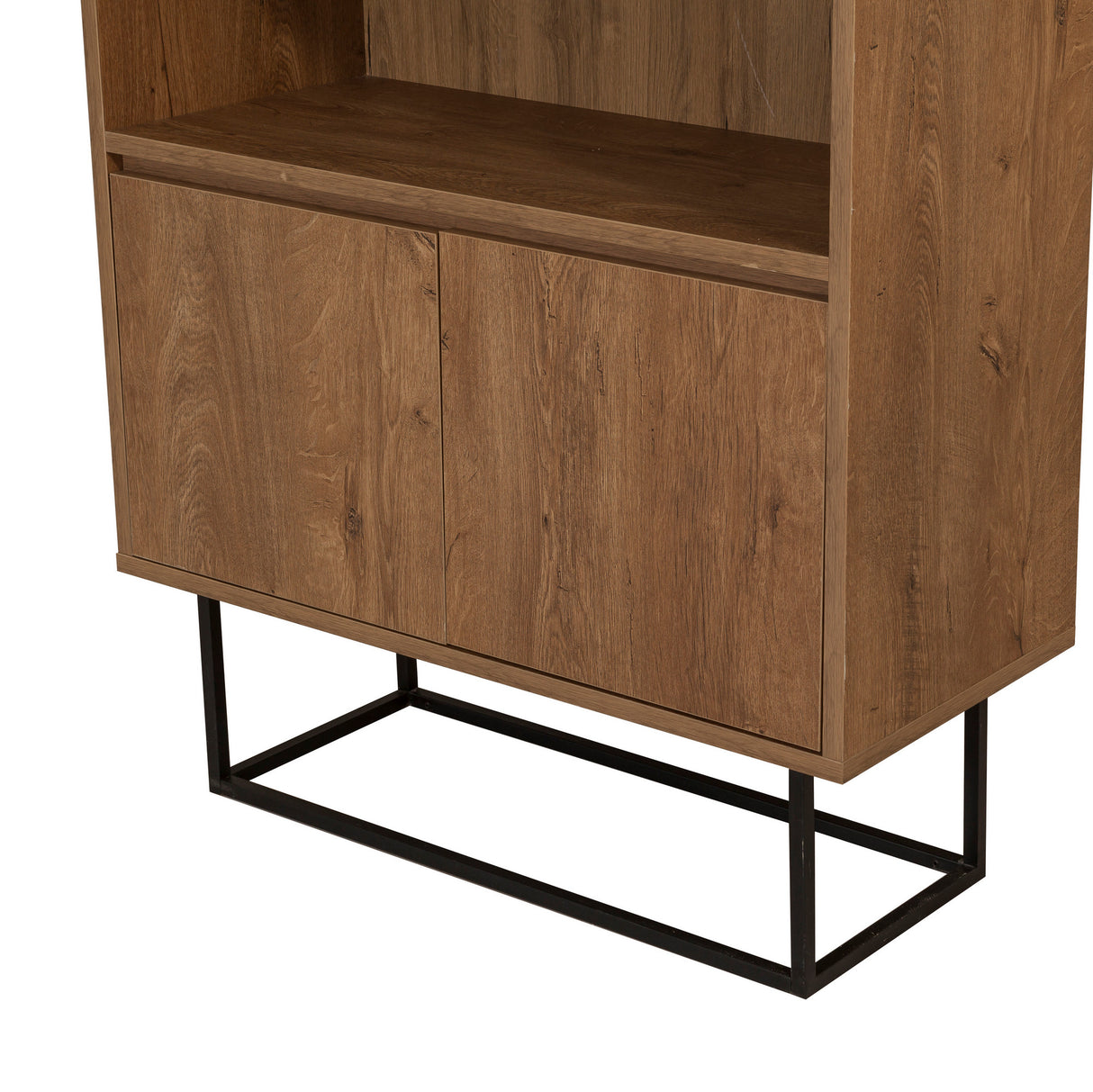 Bookcase Rea Walnut Black Melamine 80x182x36 cm