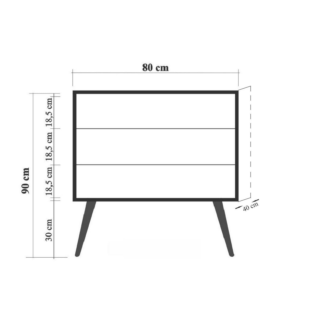 Chest of drawers city trio multicolor melamine 80x89x40 cm