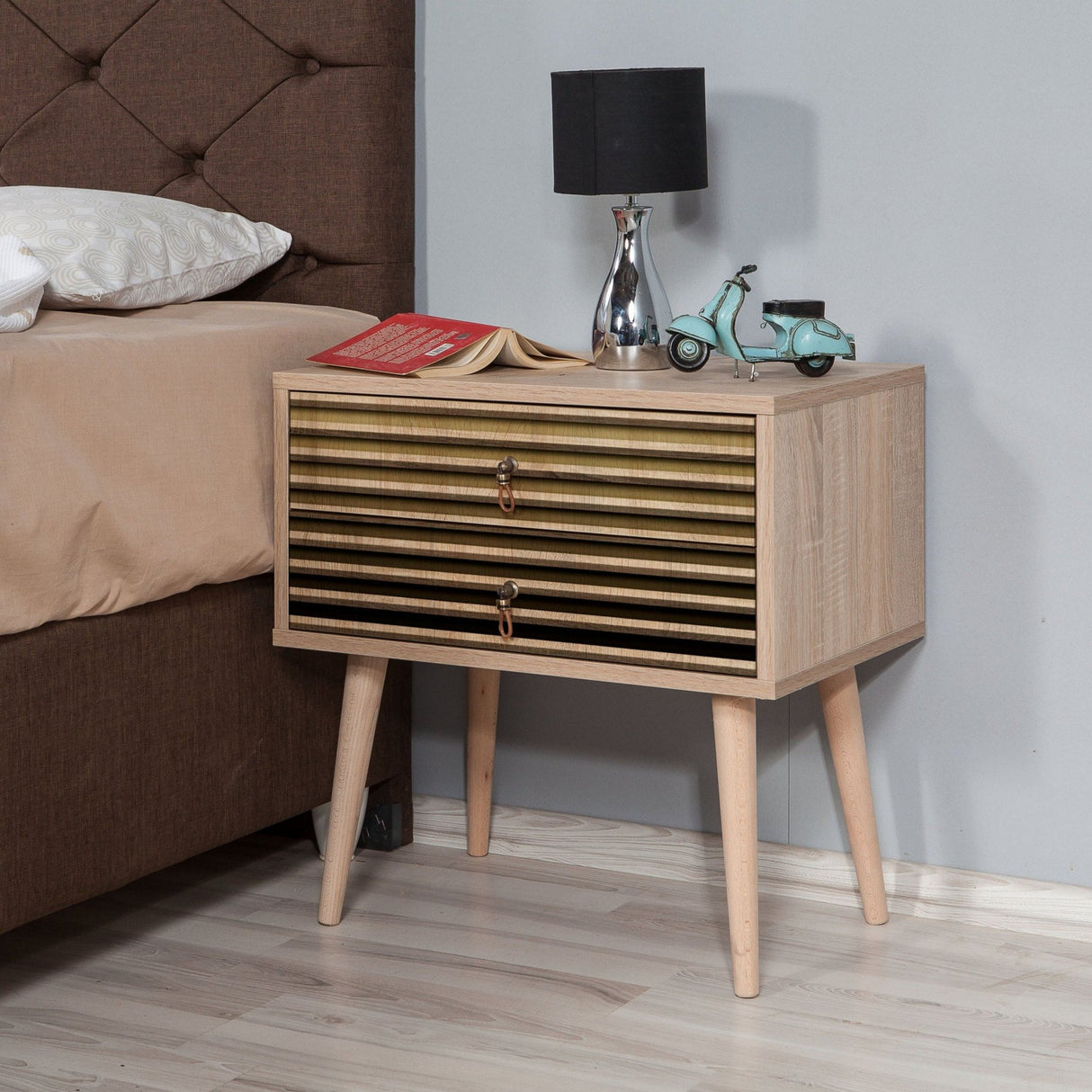 Bedside table Catalina Sonoma Eik Melamine 60x61x40 cm