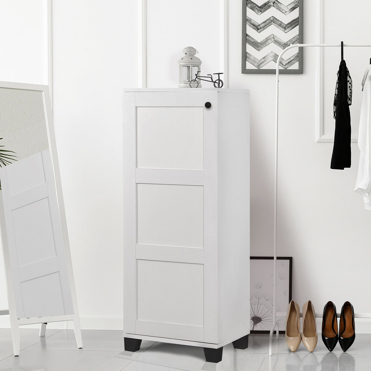 Shoe cabinet Filinta white melamine 50x127x38 cm