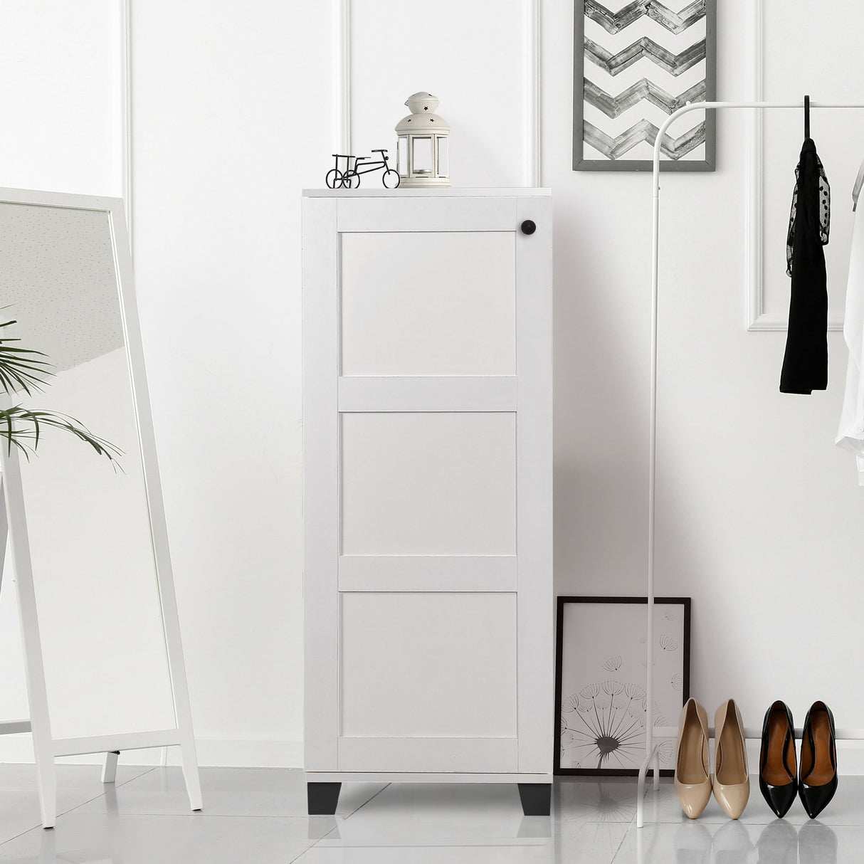 Shoe cabinet Filinta white melamine 50x127x38 cm