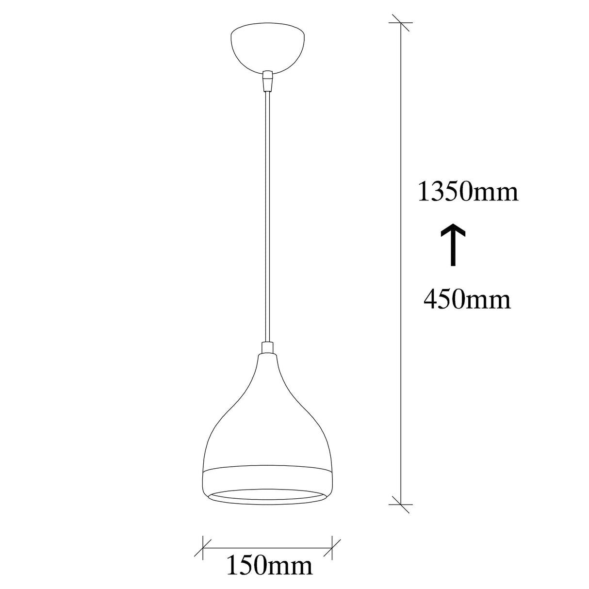 Hanglamp 1-lichts Zwart Koper Rond Metaal Grip