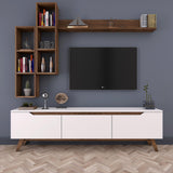 TV furniture set iona white dark walnut melamine 180x48.6x35 cm