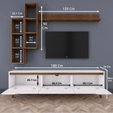 TV furniture set iona white dark walnut melamine 180x48.6x35 cm