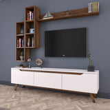 TV furniture set iona white dark walnut melamine 180x48.6x35 cm