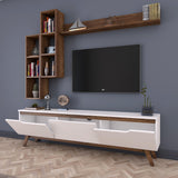 TV furniture set iona white dark walnut melamine 180x48.6x35 cm