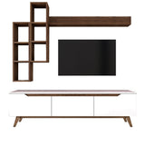 TV furniture set iona white dark walnut melamine 180x48.6x35 cm