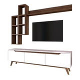 TV furniture set iona white dark walnut melamine 180x48.6x35 cm