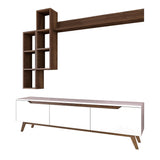 TV furniture set iona white dark walnut melamine 180x48.6x35 cm