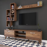 TV furniture set ion walnut melamine 180x48.6x35 cm