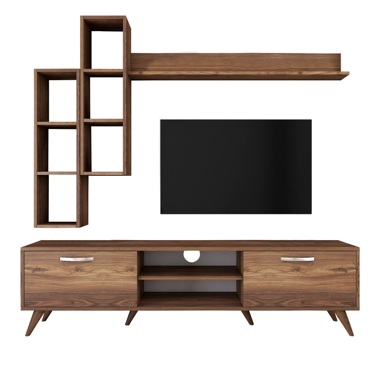 TV furniture set ion walnut melamine 180x48.6x35 cm