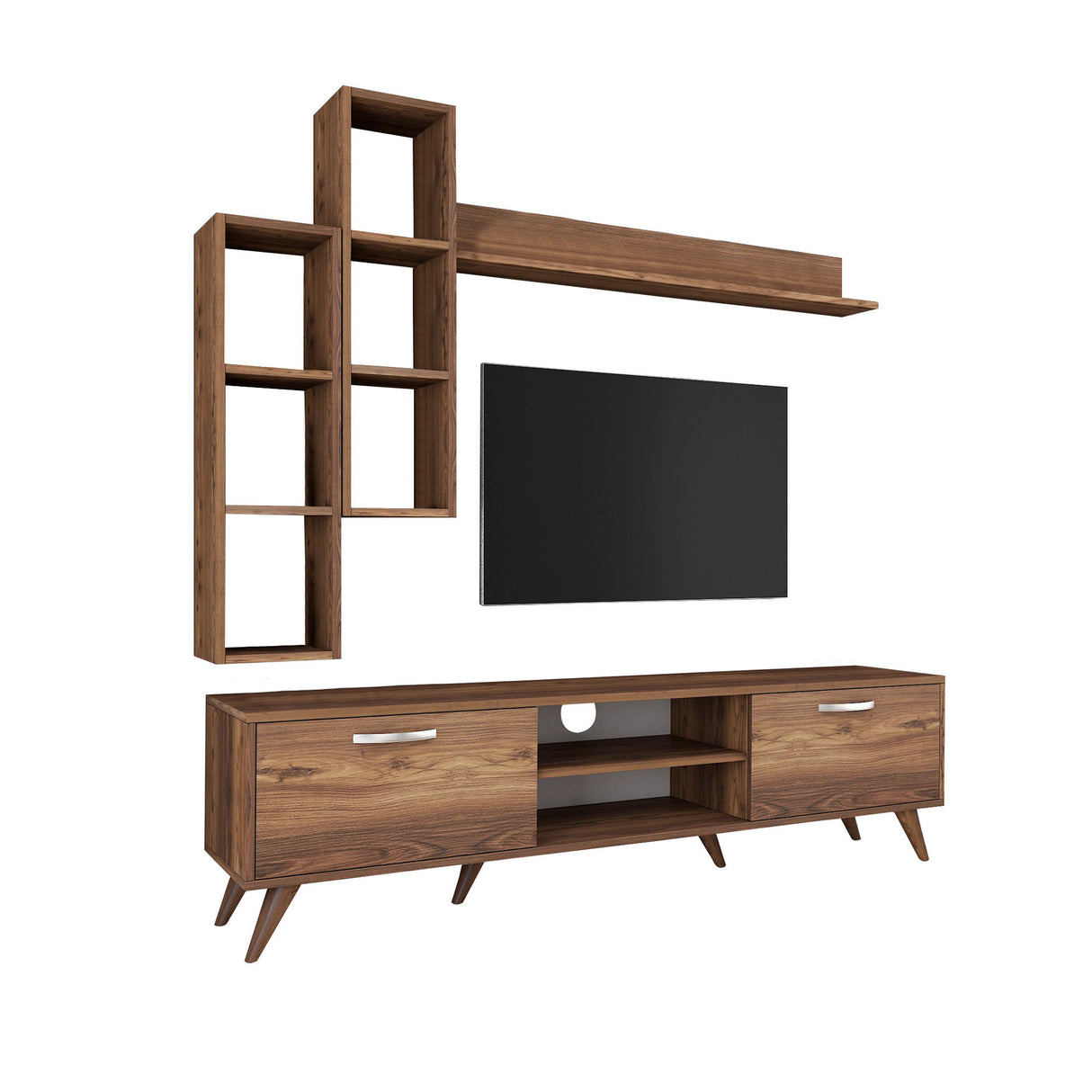 TV furniture set ion walnut melamine 180x48.6x35 cm