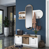 Furniture set Coat rack - Mirror - Shoe cabinet - White-Walnut Melamine 