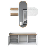 Furniture set Coat rack - Mirror - Shoe cabinet - White-Walnut Melamine 